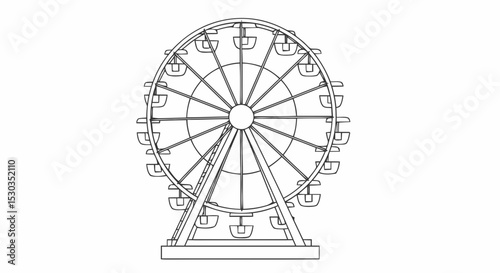 Outline Ferris Wheel Amusement Park Ride