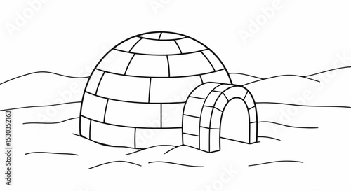 Outline igloo winter snow landscape