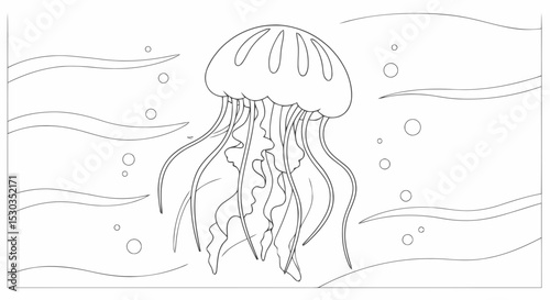 Outline jellyfish underwater coloring page
