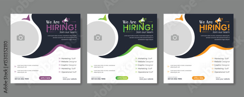 Professional vector template for we are hiring job vacancy announcement social media post design recruitment banner and employment promotion layout