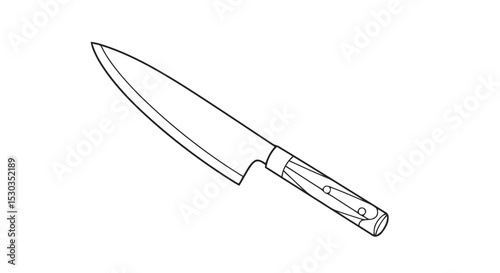 Outline kitchen knife line art