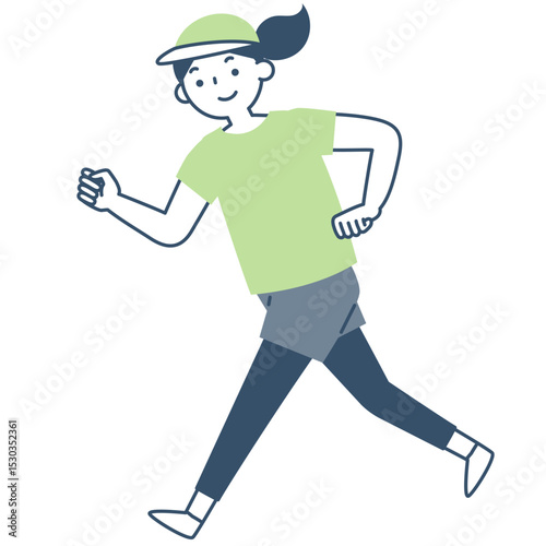 元気に運動する笑顔の女性