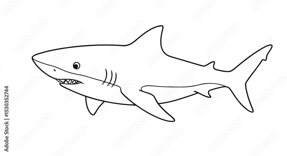 Fototapeta premium Outline shark coloring page
