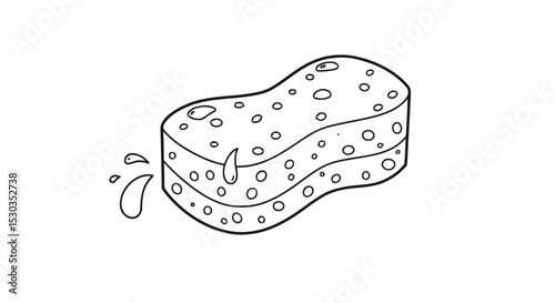 Outline sponge cleaning kitchen doodle