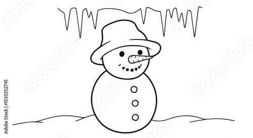 Outline snowman winter holiday coloring page
