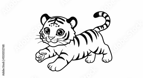 Outline tiger cub playful pose