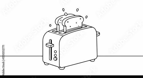 Outline toaster with bread popping up