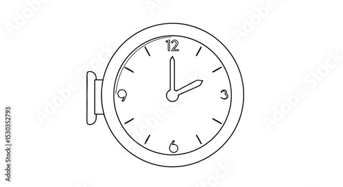 Outline wall clock showing the time