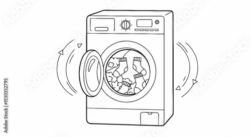 Outline washing machine with socks