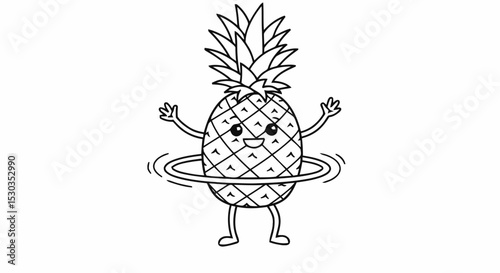 Pineapple hula hooping cartoon