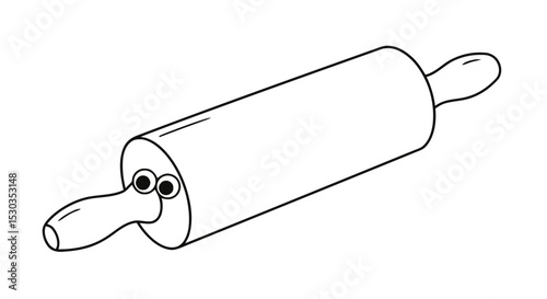 Rolling pin cartoon character outline