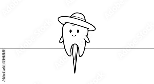 Smiling tooth character wearing a hat