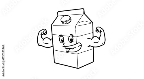 Strong milk carton mascot character