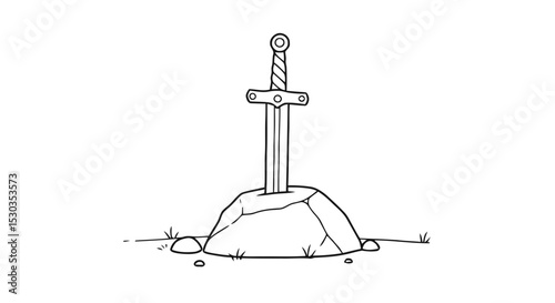 Sword in Stone Outline