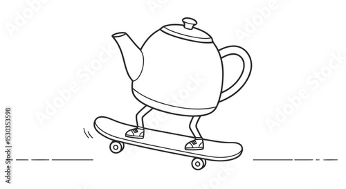 Teapot skateboarding outline