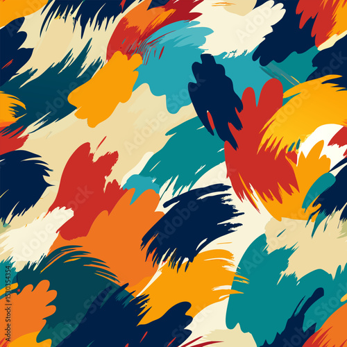 Vibrant Abstract Brushstrokes. Colorful Seamless Pattern for Modern Design