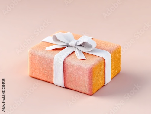 Orange and Gold Gift Box with White Ribbon and Card