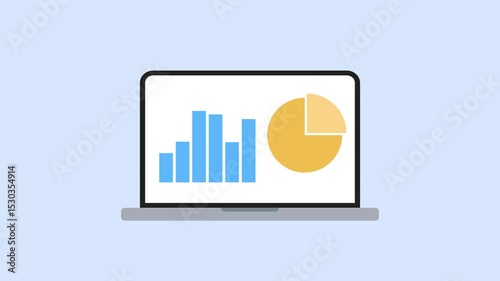 Data visualization on laptop concept 4k animation looping