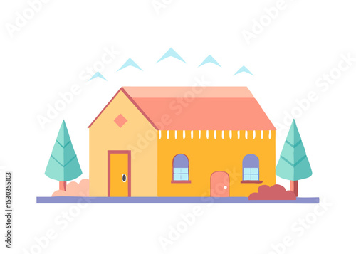 Illustration of a simple house. Real estate. Architecture. My home. Rental. Dwelling. Home.