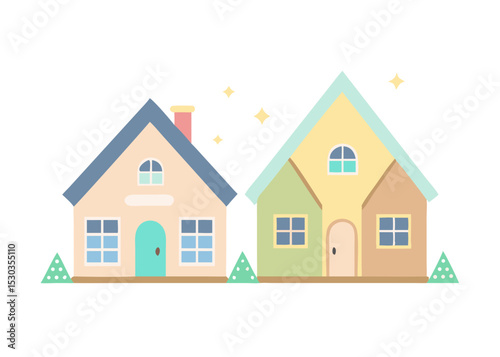 Illustration of a simple house. Real estate. Architecture. My home. Rental. Dwelling. Home.