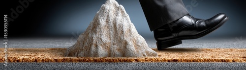Businessman in a suit walks on carpet inside building. man