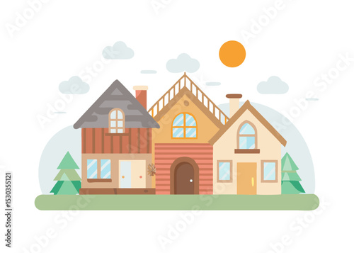 Illustration of a simple house. Real estate. Architecture. My home. Rental. Dwelling. Home.