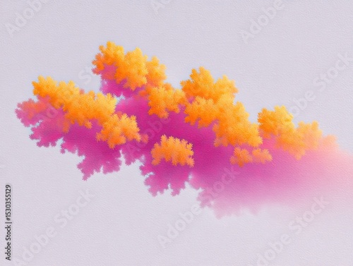 Orange and Pink Abstract Fractal Design on a Textured Background