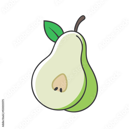 Illustration of simple pear. Fruits. Imported. Agricultural products. Dessert.