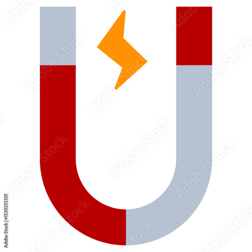 Magnet Flat Icon, Science And Laboratory Concept Flat Design Style