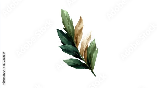 Vibrant green leaf on white, a detailed macro photograph of natural beauty isolated
