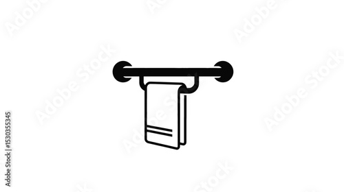 Bathroom Towel Bar Icon: Simple Minimalist Design for Web and Print