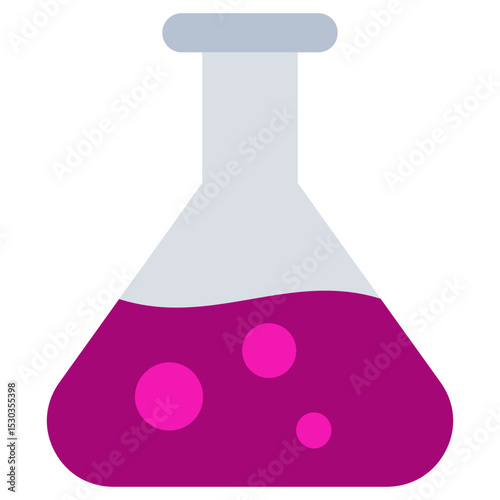 Chemistry Flask Flat Icon, Science And Laboratory Concept Flat Design Style