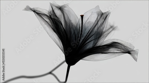 Striking black flower on white, a study in contrast and floral elegance dramatic