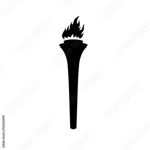 Torch with fire silhouette vector flat illustration design.