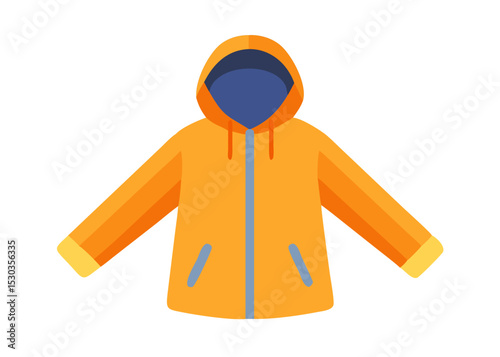 Illustration of a simple raincoat. Waterproof. Water repellent. Rain protection.