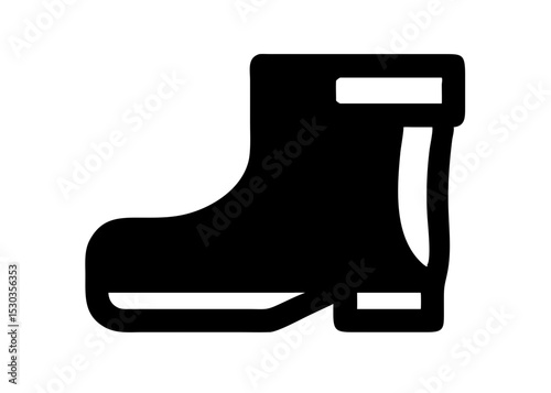 Simple icon of boots. Illustration. Line. Rain boots. Water repellent. Waterproof.