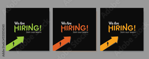 We are hiring job vacancy social media post banner design template with red color. We are hiring job vacancy square web banner design. Employee vacancy announcement. Illustration isolated