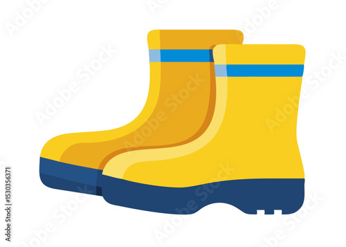Simple icon of boots. Illustration. Line. Rain boots. Water repellent. Waterproof.
