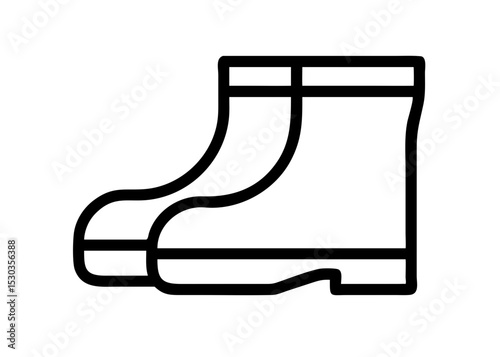 Simple icon of boots. Illustration. Line. Rain boots. Water repellent. Waterproof.