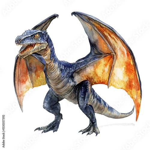 watercolor vector of Dsungaripterus, isolated on a white background.