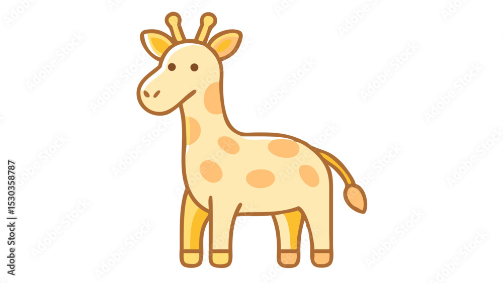 Fototapeta premium Charming and Minimalist Giraffe Logo Icon with Long Neck, Rounded Horns, and Gentle Eyes