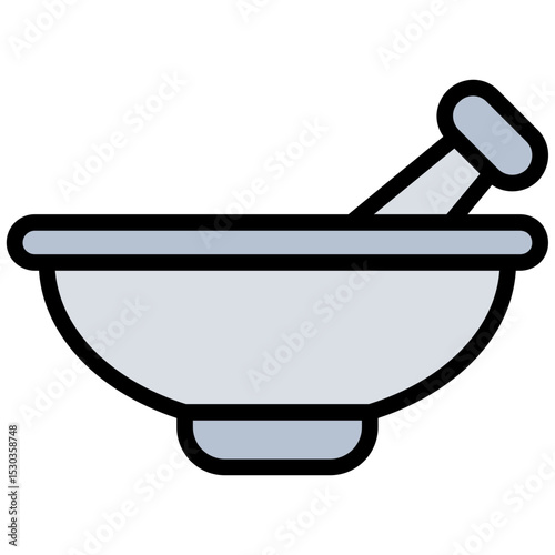 Mortar and pestle Outline Flat Icon, Science And Laboratory Concept Outline Flat Design Style