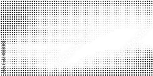 Abstract grunge dotted halftone gradient texture. Vanishing polka dot background. Repeating dots gradation background simple