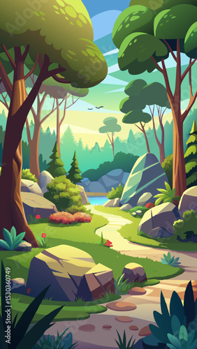 Forest Trail Landscape. A Serene Nature Scene