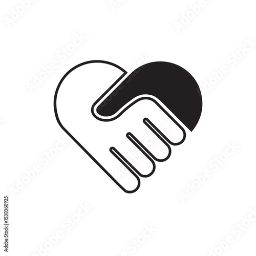 shake hands with love icon line vector design illustration template