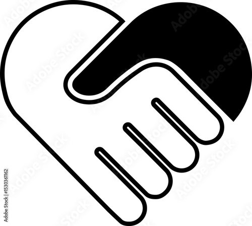 shake hands with love icon line vector design illustration template