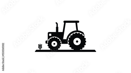 Powerful Tractor Icon: Agriculture, Farming, and Rural Life Symbol