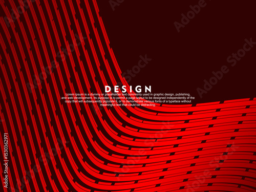 Abstract red glowing geometric lines on dark red background. Modern shiny red wave lines pattern. Futuristic technology concept, suitable for covers, posters, banners, brochures, websites, etc.