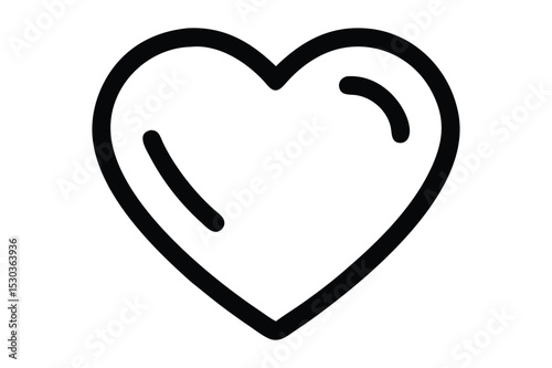 Simple black heart icon illustrating love and affection for social media and design