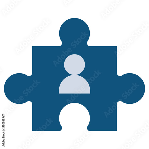 Puzzle Person Flat Icon, Teamwork Management Flat Icon Collection